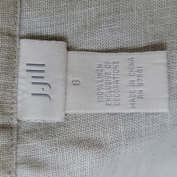 J.‎ JILL Taupe 100% Linen Embroidered Crochet Side Zip Boho Cottage Pencil Skirt - Picture 7 of 8